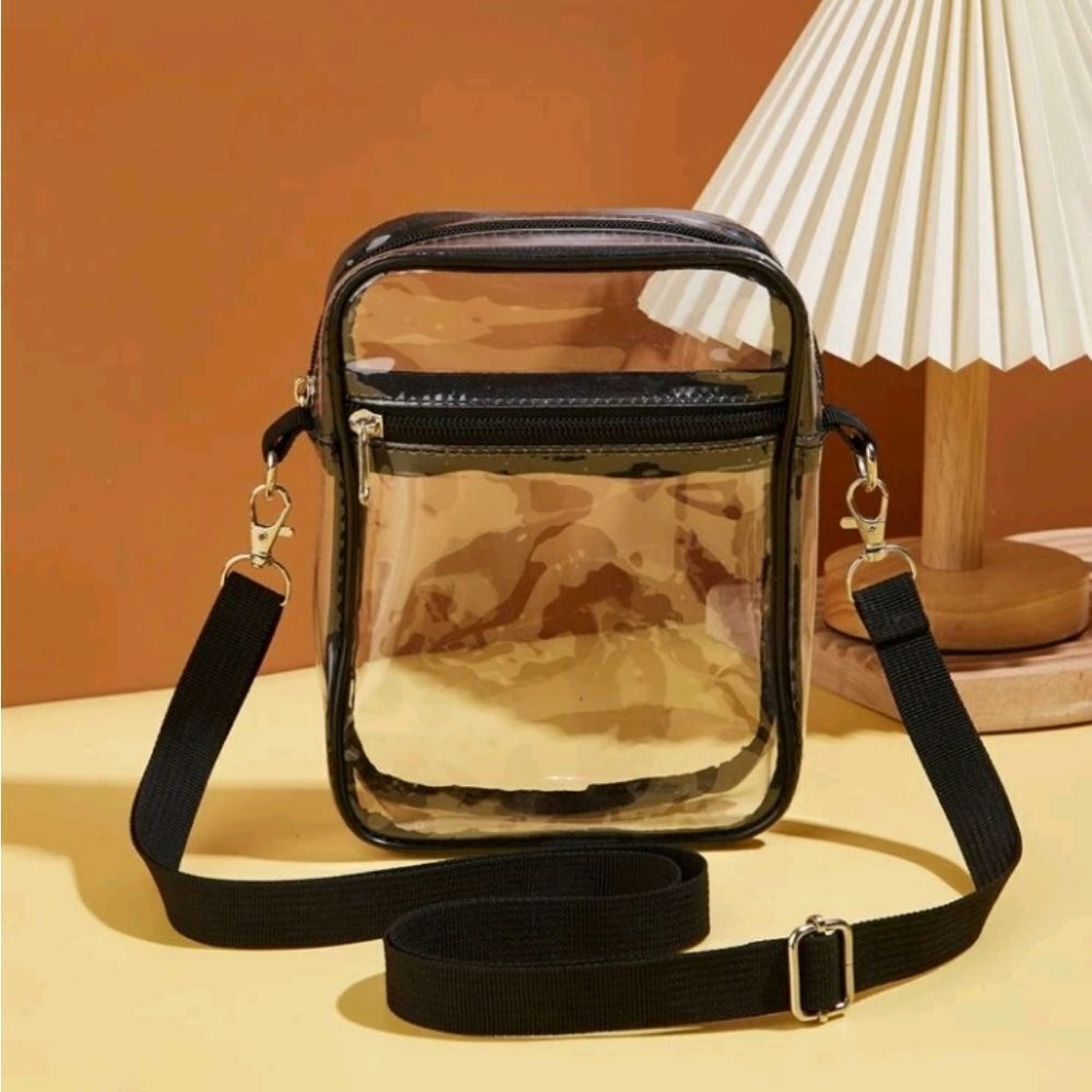Clear Purse Stadium Clear Crossbody Messenger Bag Black